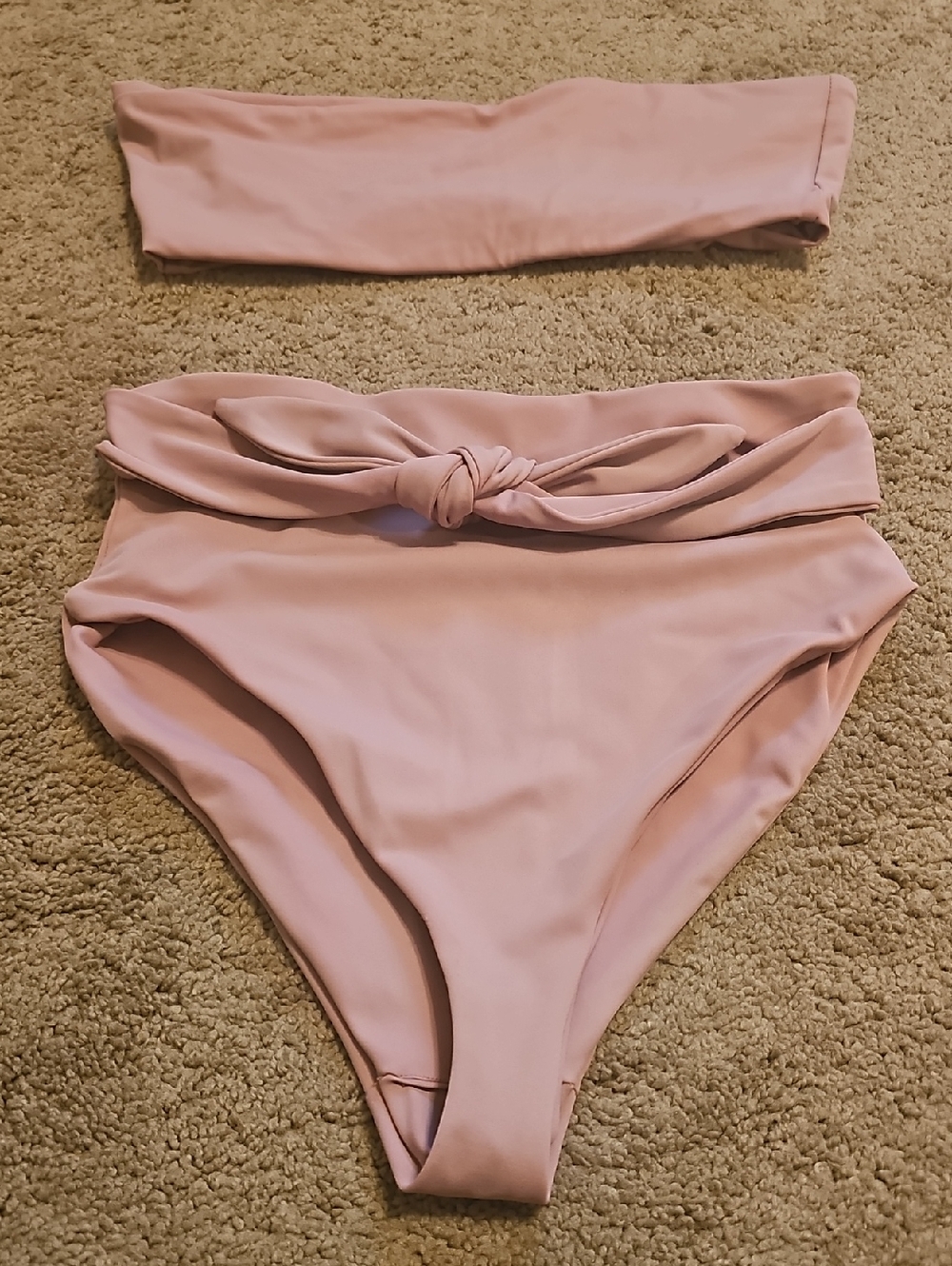 Blush Pink Knot High-Waist Bikini Set